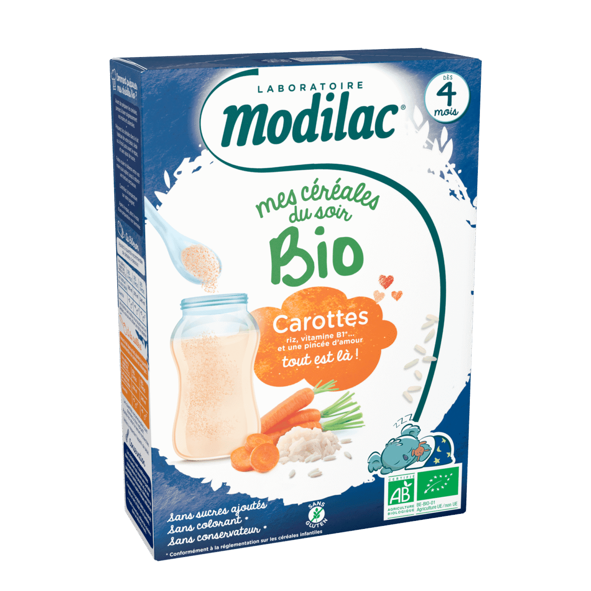 Modilac Mes céréales du soir Bio Carottes 250 g 2