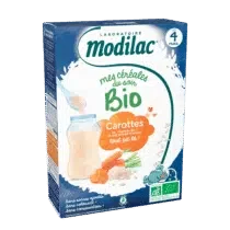 Modilac Mes Céréales du soir Bio Carottes 4m+ prix Maroc | Bebemaman.ma
