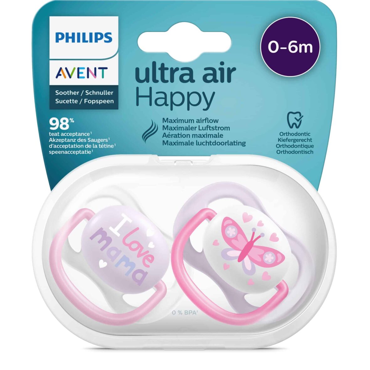 Philips Avent sucettes Ultra Air Happy 0-6 mois Fille