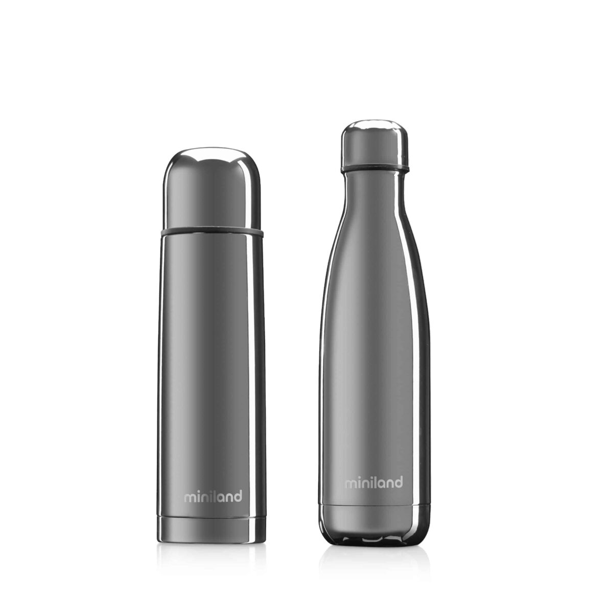 Miniland Lot de 2 Thermos et bouteille Silver 500 ml
