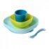 Beaba Set vaisselle 4 pièces silicone - Bleu prix Maroc | Bebemaman.ma