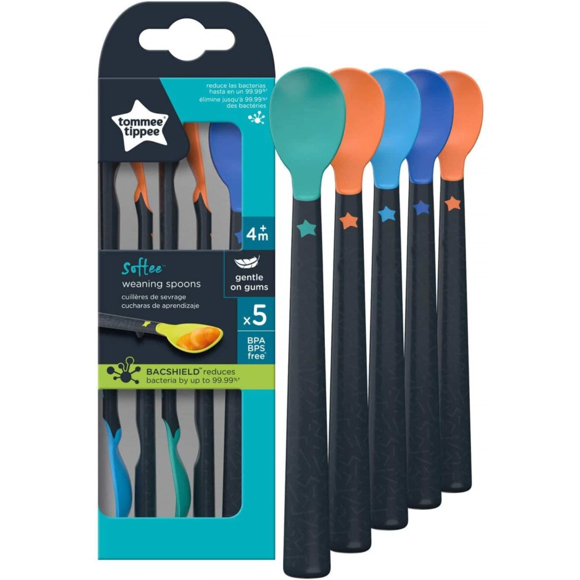 Tommee Tippee Lot de 5 cuillères d&rsquo;apprentissage Softee 4m+
