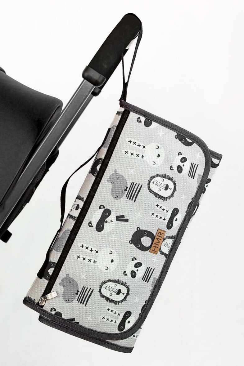 Hamur Tapis à langer portable noir et blanc