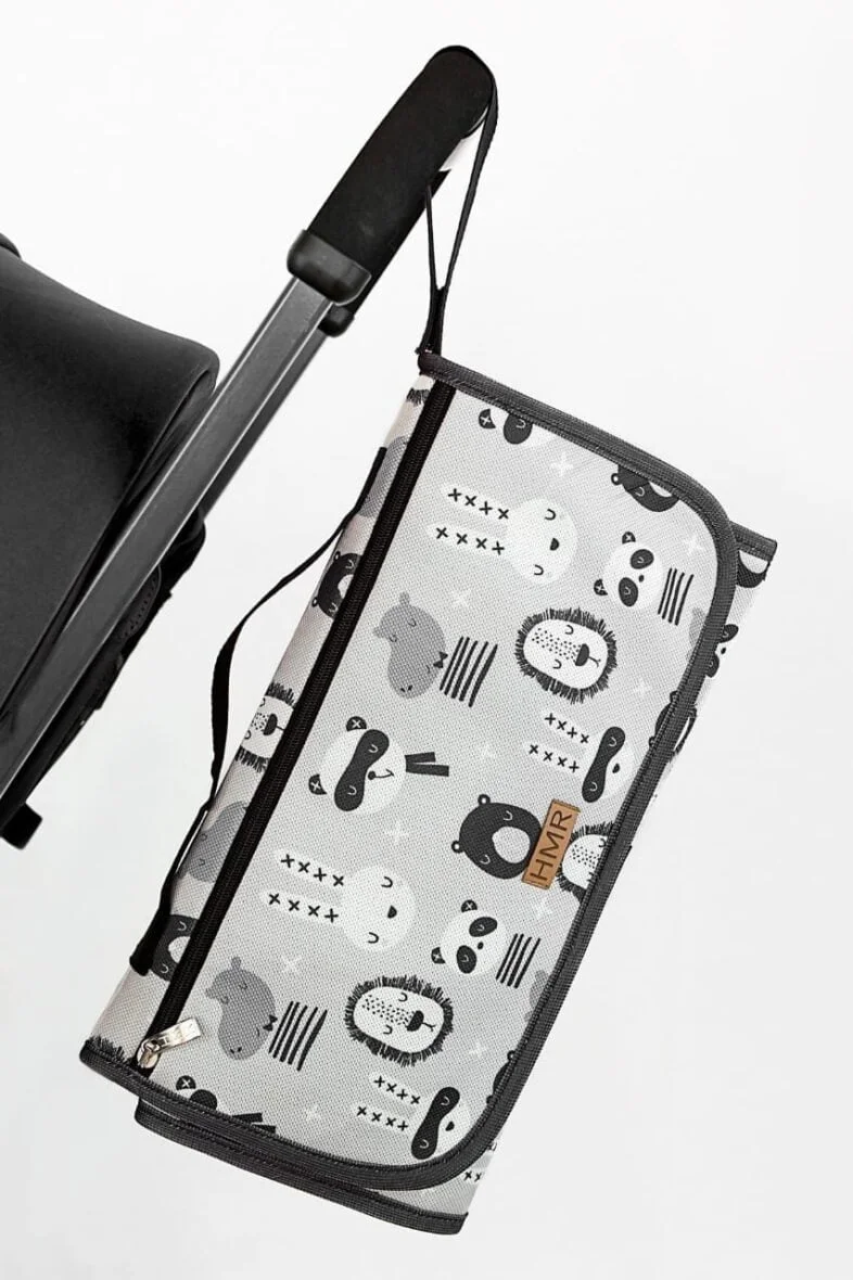 Hamur Tapis à langer portable noir et blanc