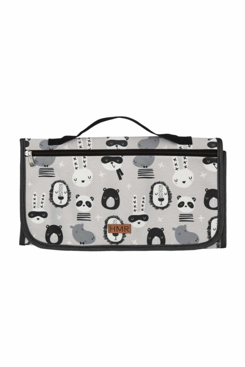 Hamur Tapis à langer portable noir et blanc