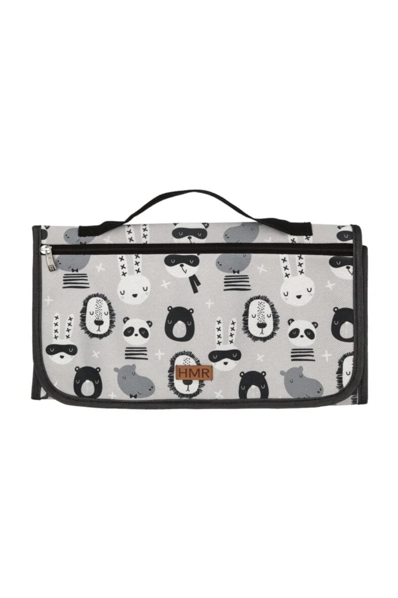 Hamur Tapis à langer portable noir et blanc
