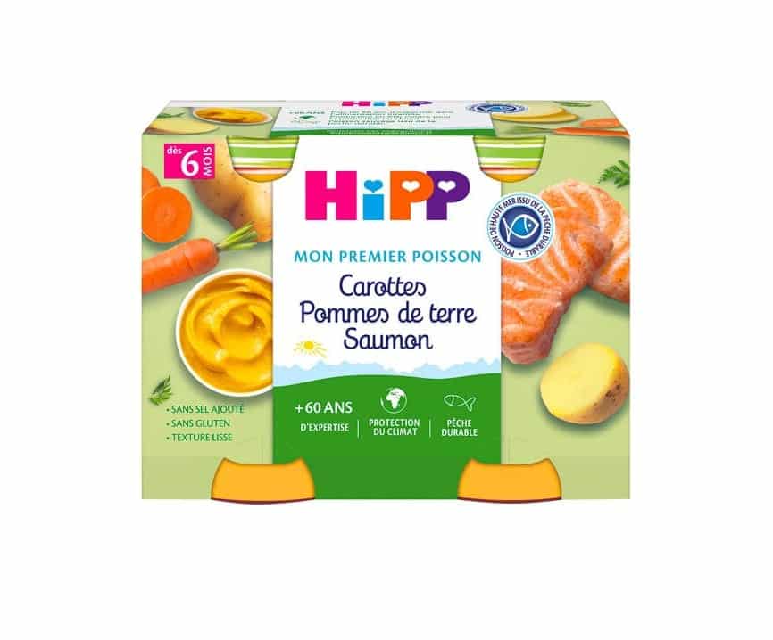 Hipp Carottes Pommes de terre Saumon dès 6 mois 2×190 g