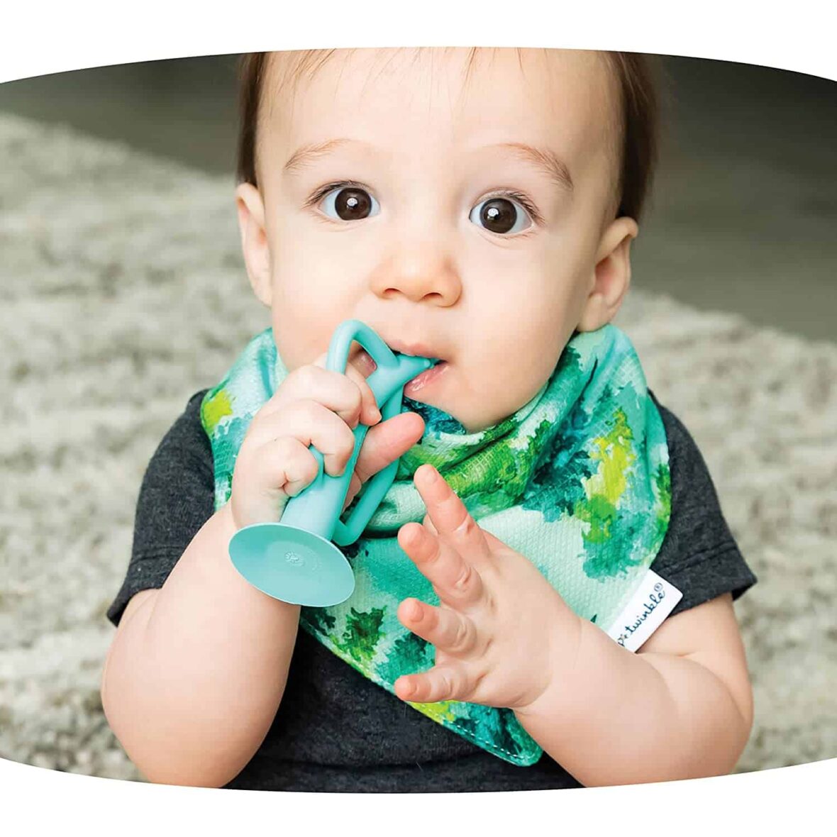 Tiny Twinkle Brosse à dent en Silicone 6M+ – Bleu & Vert 2