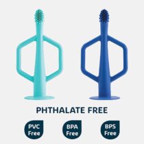 Tiny Twinkle Brosse à dent en Silicone 6M+ - Bleu & Vert 4
