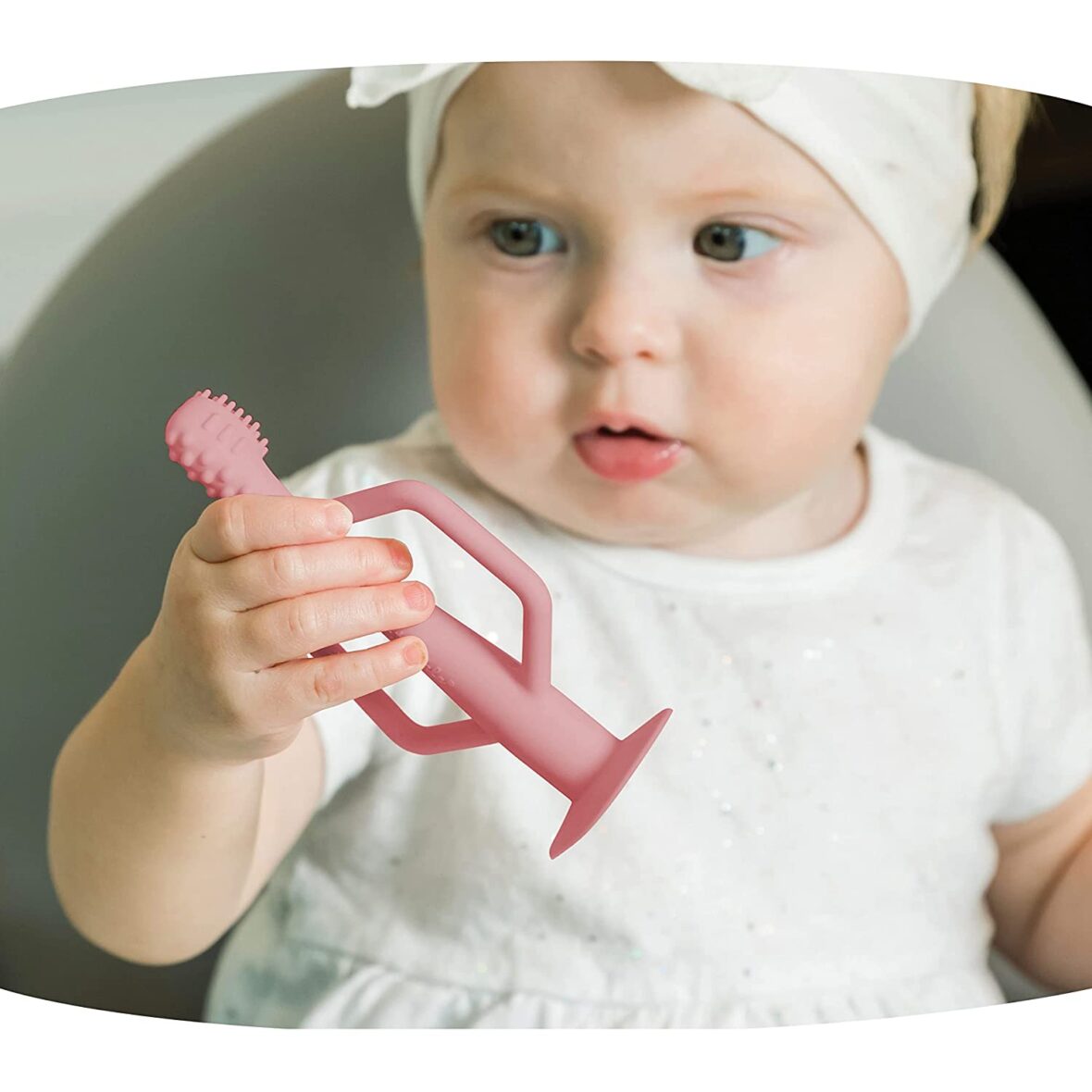 Tiny Twinkle Brosse à dent en Silicone 6M+ – Rose & Bordeaux 2