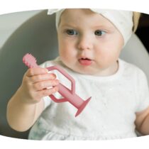 Tiny Twinkle Brosse à dent en Silicone 6M+ - Rose & Bordeaux 2