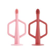 Tiny Twinkle Brosse à dent en Silicone 6M+ - Rose & Bordeaux
