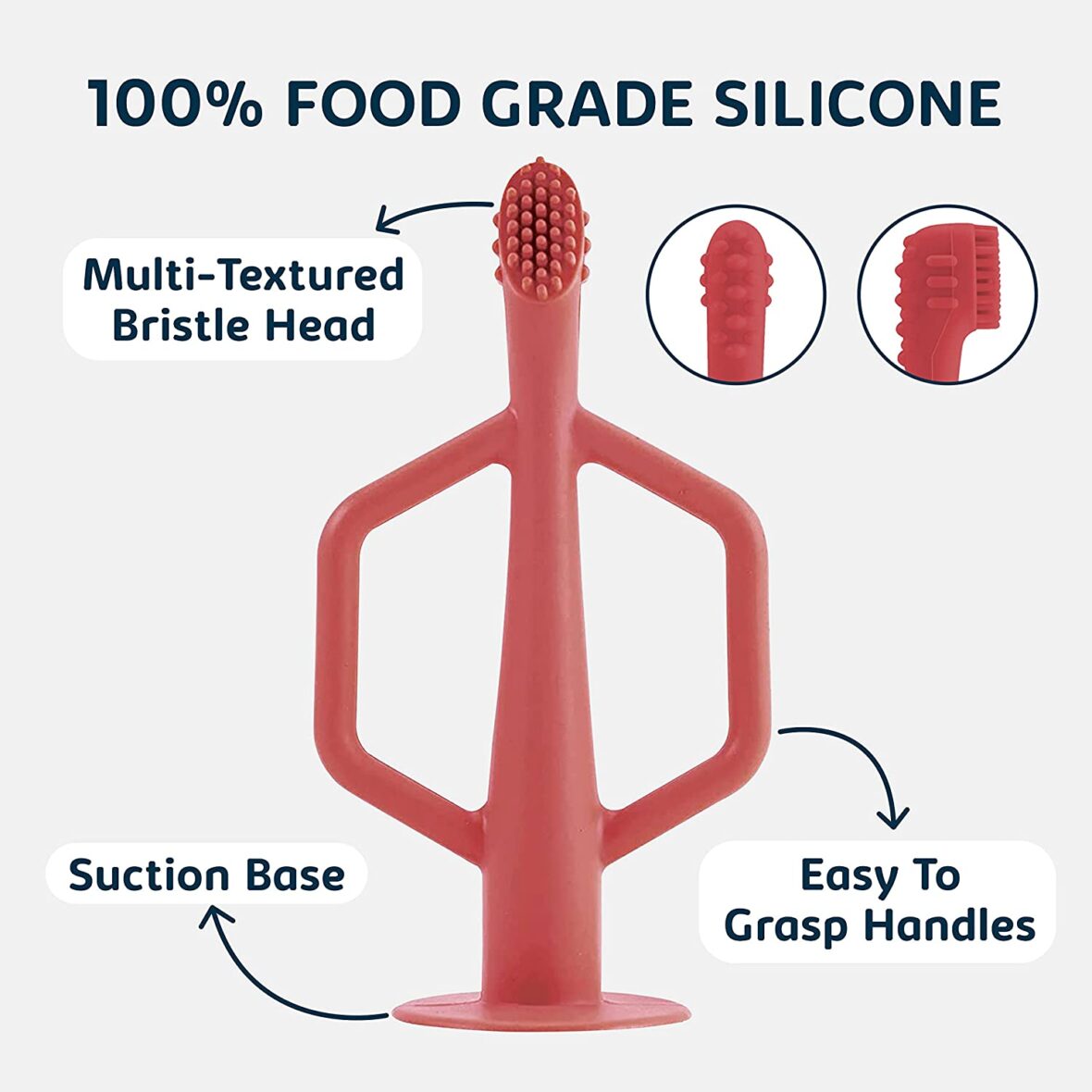 Tiny Twinkle Brosse à dent en Silicone 6M+ – Rose & Bordeaux 5