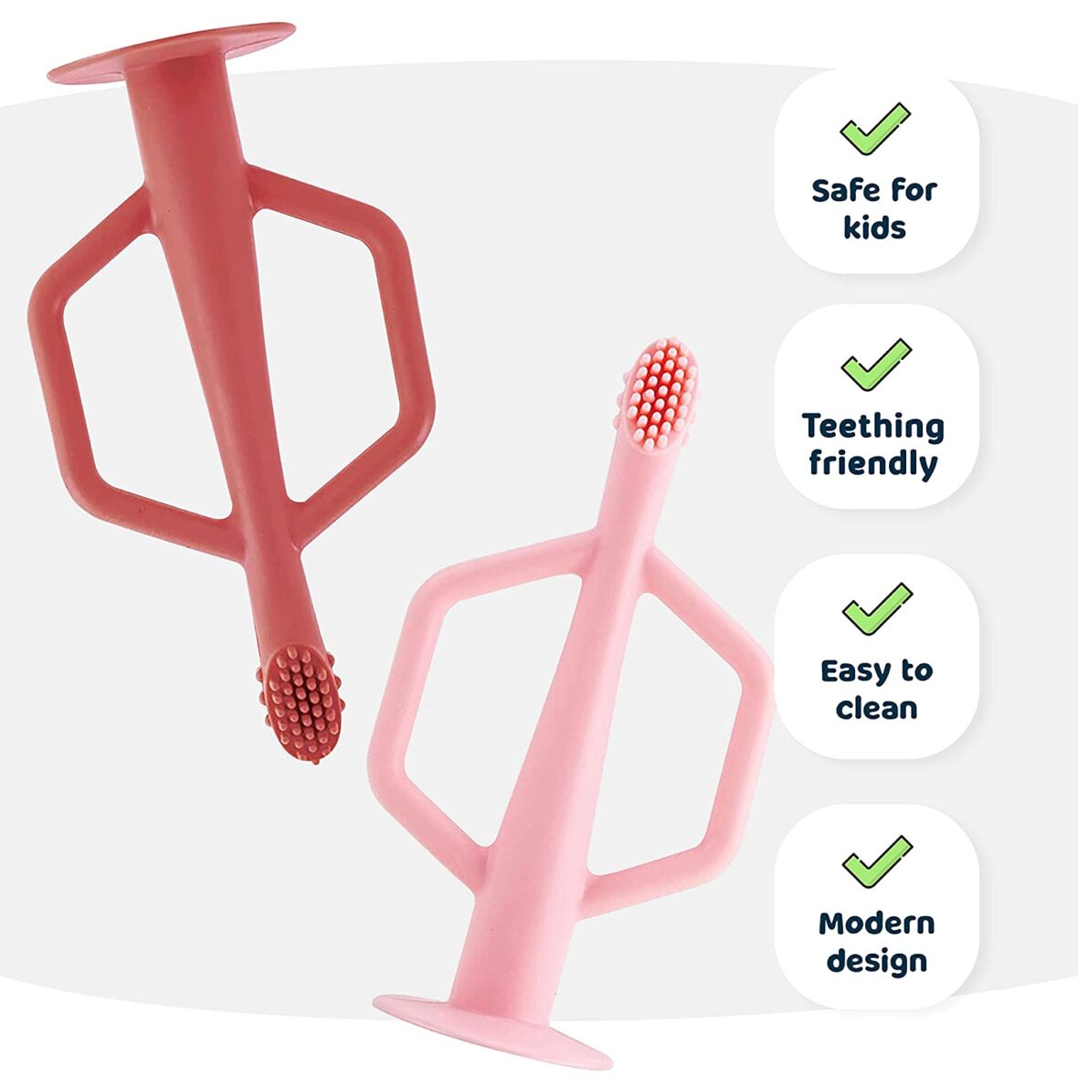 Tiny Twinkle Brosse à dent en Silicone 6M+ – Rose & Bordeaux 6