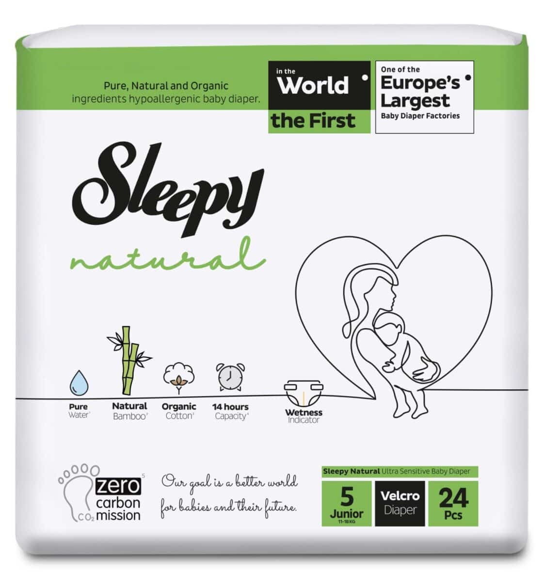 Sleepy Natural Couches Bébés Junior Taille 5 – (11-18kg) 24 Unités