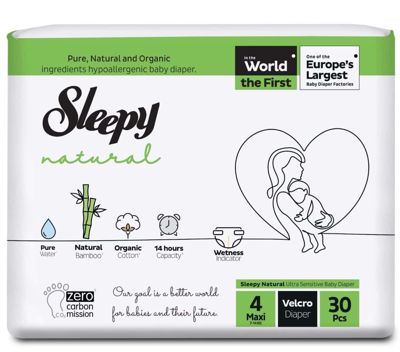Sleepy Natural Couches Bébés Maxi Taille 4 – (7-14kg) 30 Unités