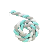 Bebemaman Tour De Lit Tressé Vert Eau/Gris/Blanc