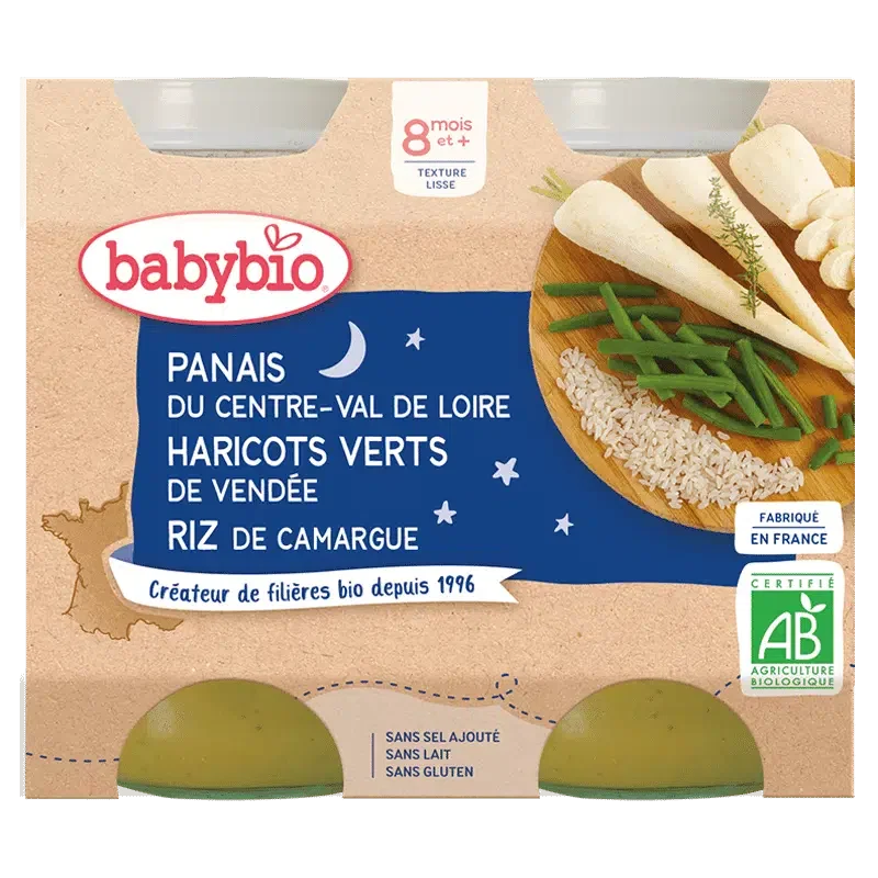 Babybio Panais Haricots Verts et Riz de Camargue 8mois+