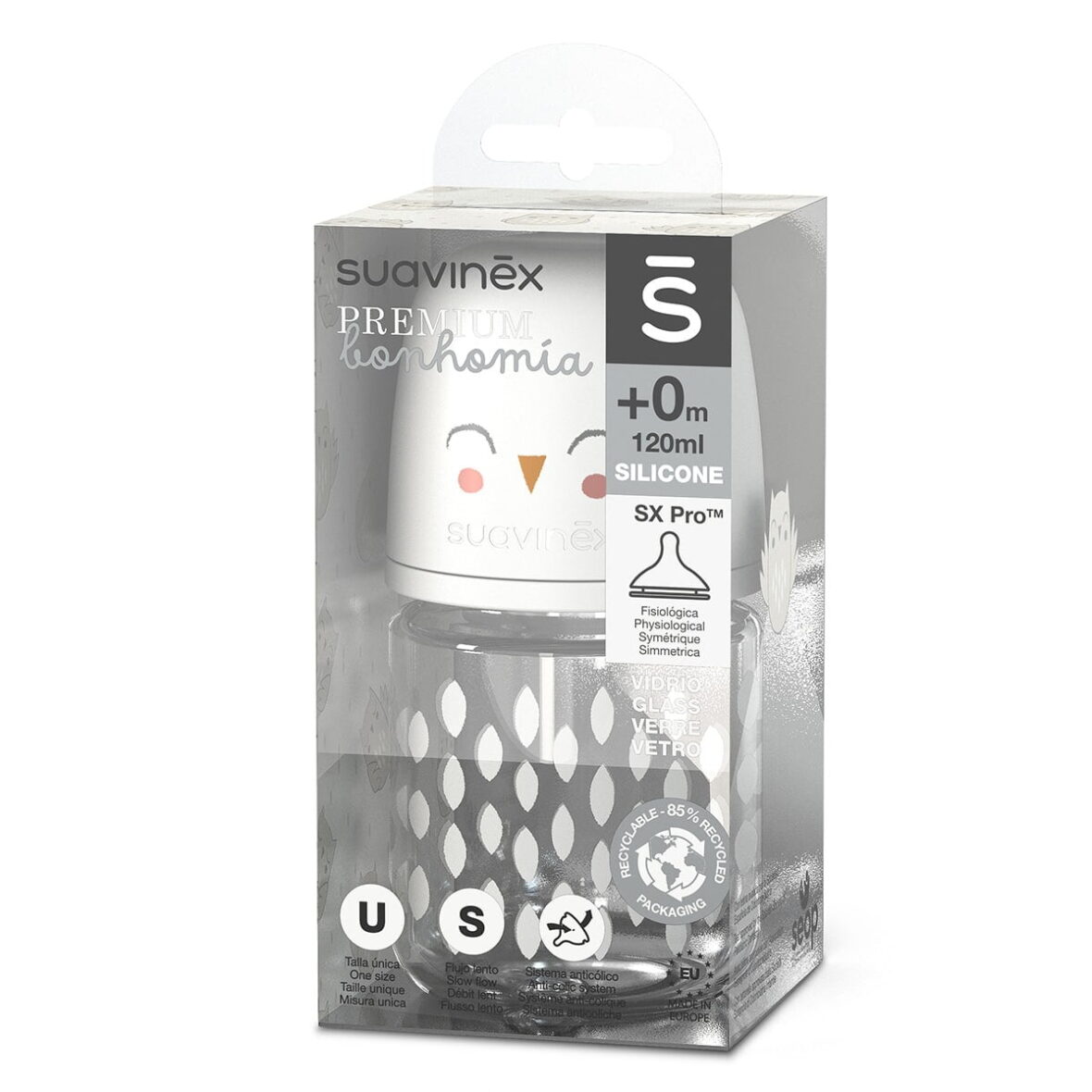 Bebemamamn-Suavinex-Biberon Verre Tétine SX Pro Bonhomia Gris- 120 ml-2