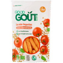 Retrouvez Good Goût Mini baguettes à la tomate et au basilic 12m+ aux meilleurs prix sur Bebemaman.ma ! Livraison à domicile au Maroc.