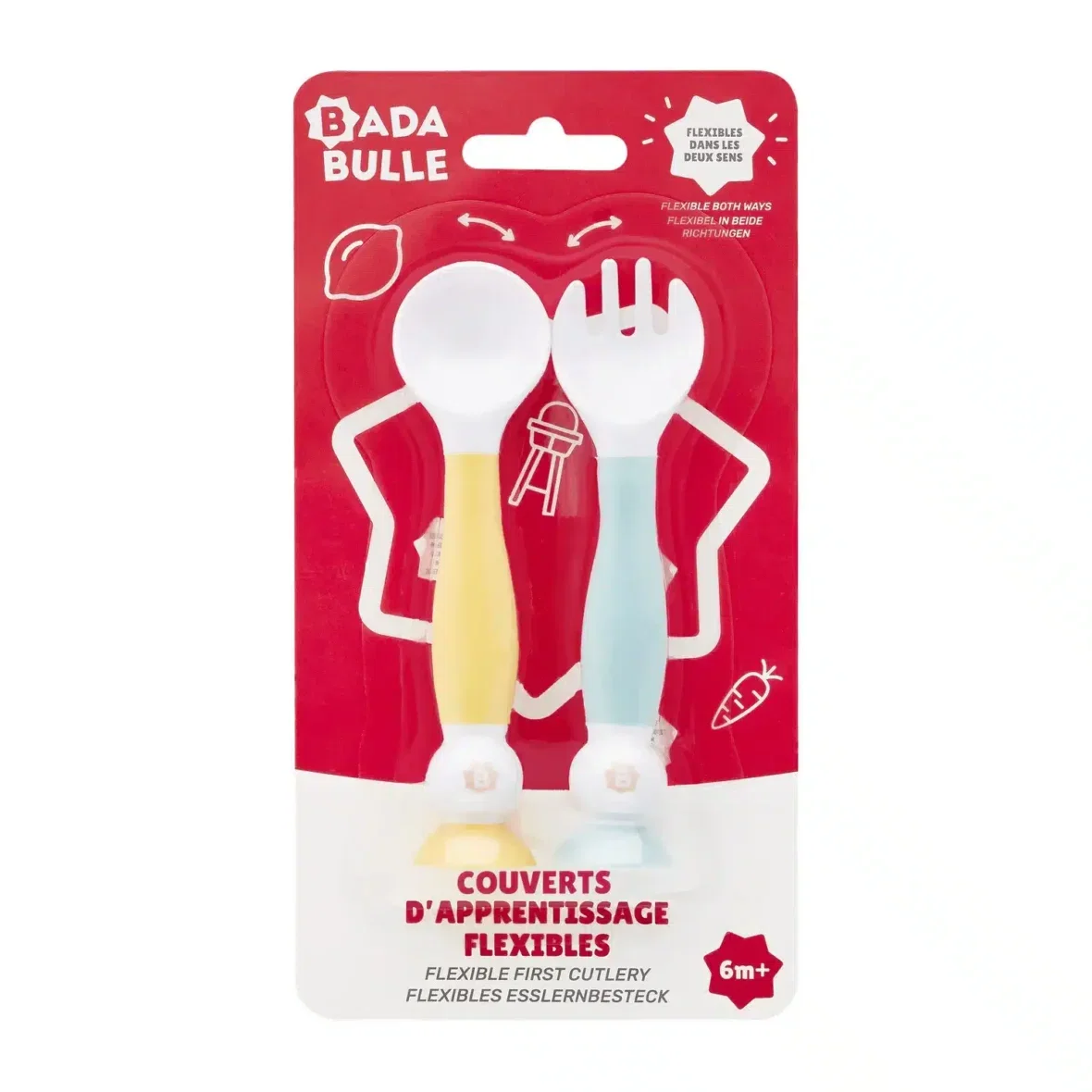 Badabulle Couverts d&rsquo;apprentissage flexibles 6m+