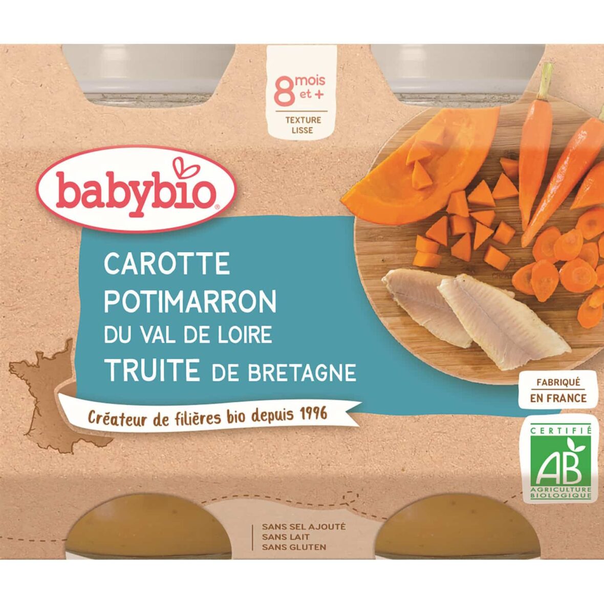 Babybio Carotte Potimarron Truite 8mois+