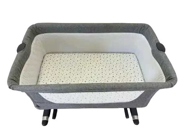 Bebemaman-Drap-Housse-Berceau Et Cododo Blanc Étoiles Gris-1