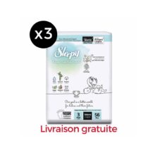 Retrouvez Pack X 3 Sleepy Bio Natural Couches Taille 3 - 5-10KG - 56 Unités aux meilleurs prix sur Bebemaman.ma . Livraison à domicile partout au Maroc.