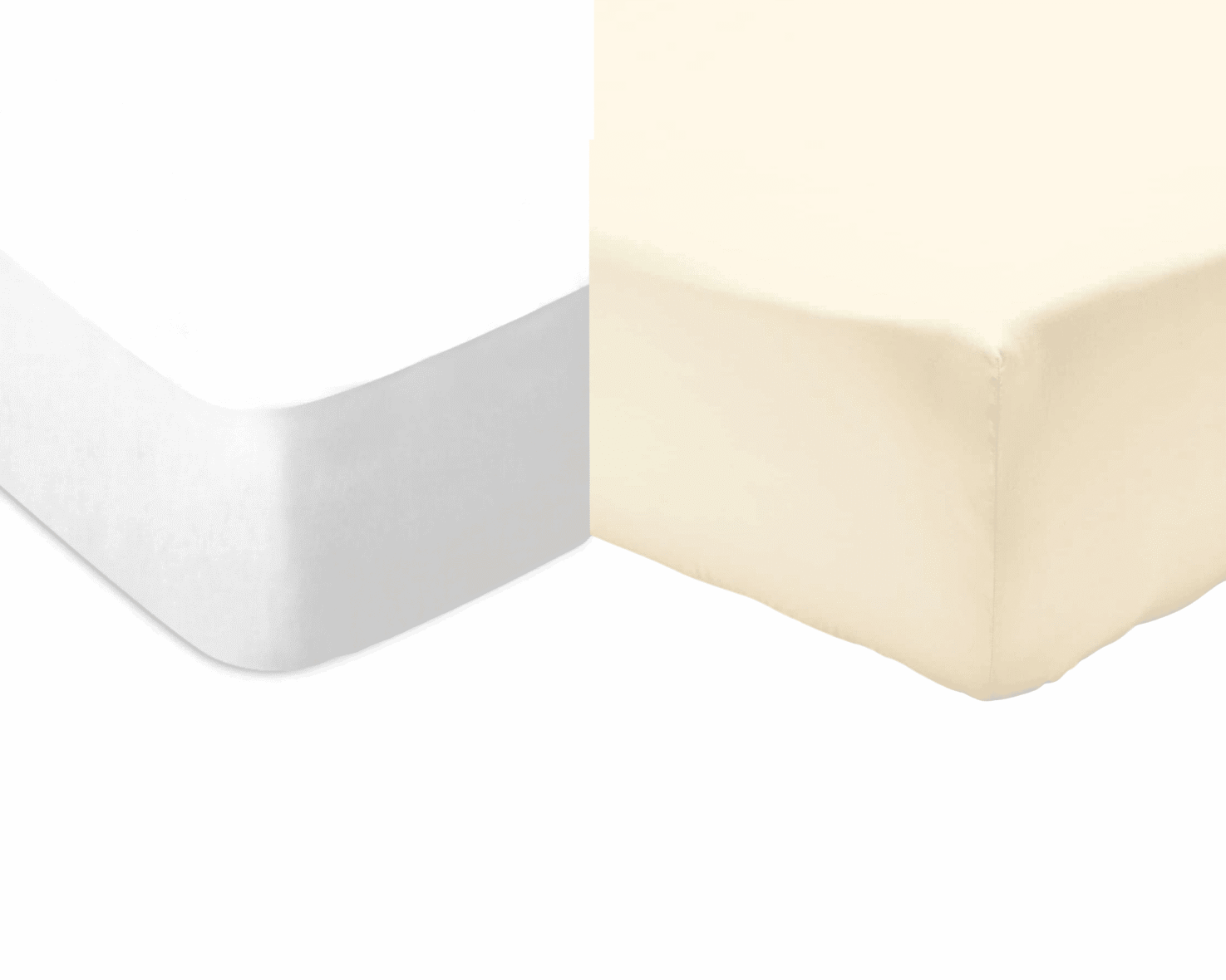 Domiva Lot de 2 draps housses coton Blanc – Ecru