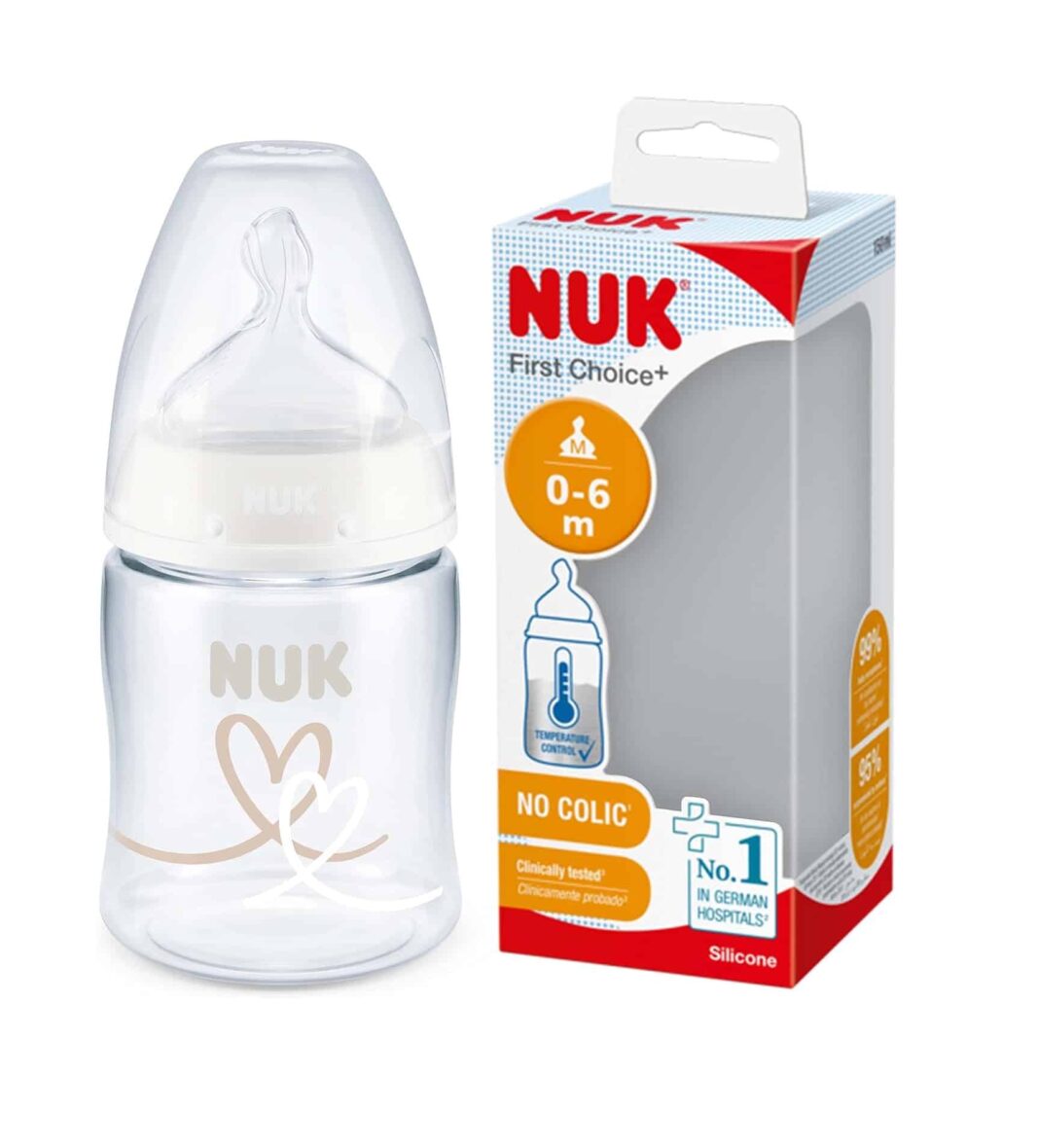 Nuk Biberon first choice+ Température control 150ml 0-6mois Cœur