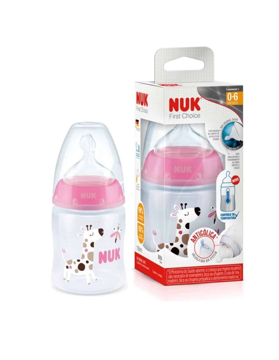 Nuk Biberon first choice+ Température control 150ml 0-6mois Rose