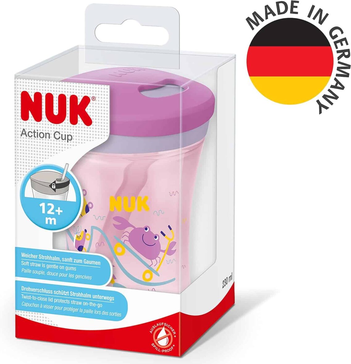 Bebemaman-Nuk Tasse Action Cup Crabe Violet 12 mois 1