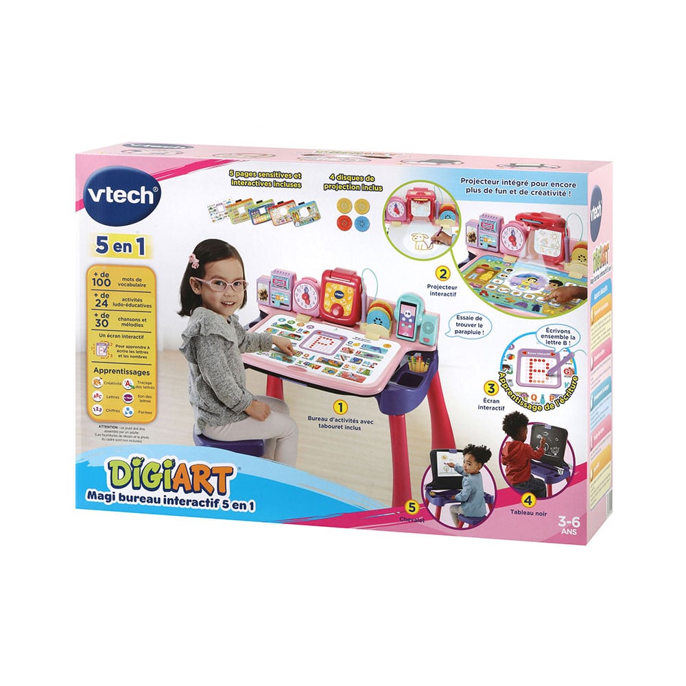 Bebemaman-Vtech Magi bureau interactif 5 en 1 Rose 7