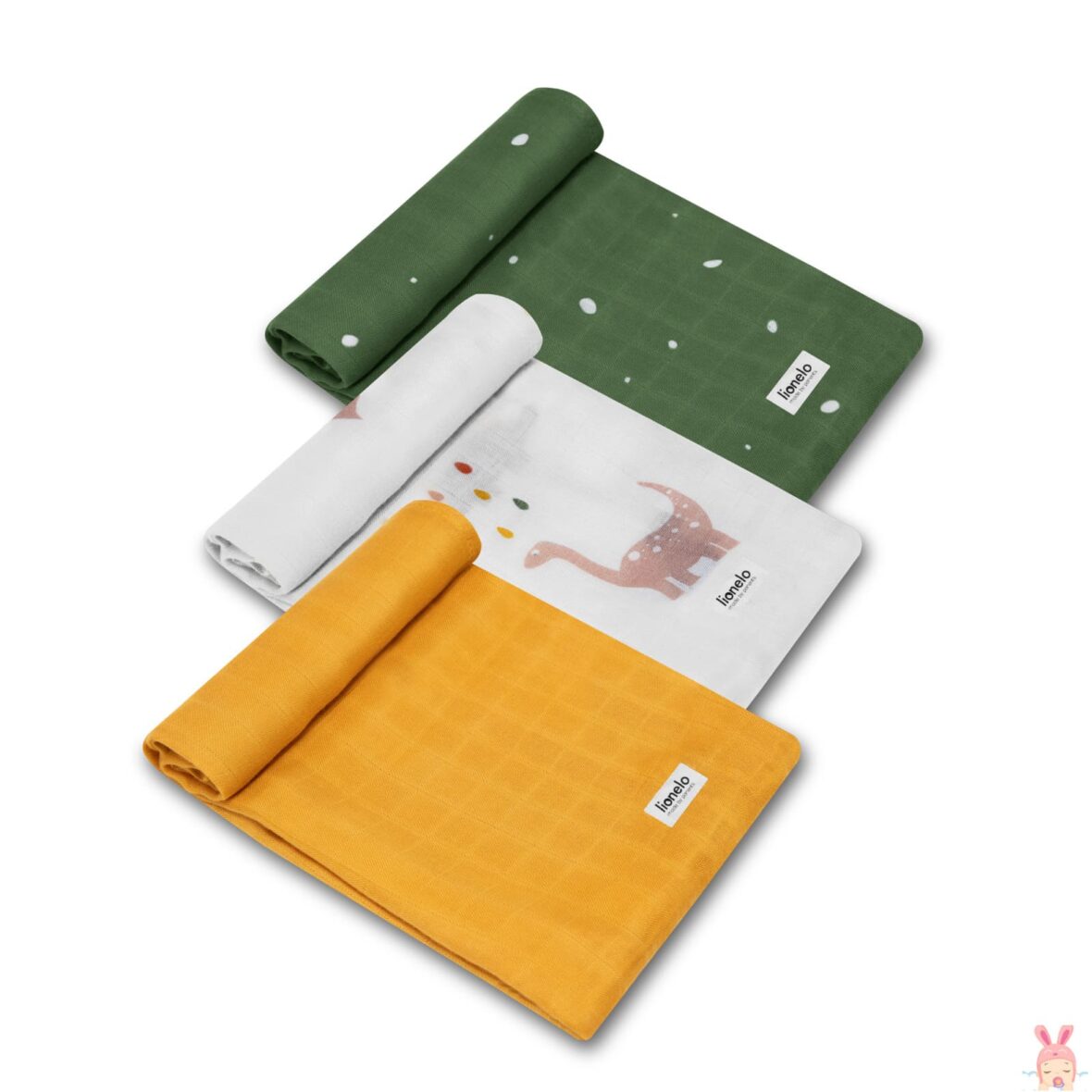 Lionelo Set de 3 Langes en Bambo – Dino