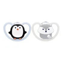 Retrouvez NUK Space 2 Sucettes Silicone 0-6mois Pingouin/Renard aux meilleurs prix sur Bebemaman.ma . Livraison à domicile partout au Maroc. Paiement à la livraison.