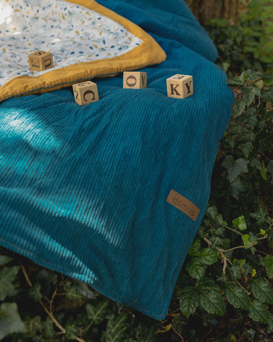 Bebemaman-DOMIVA Couverture double face 75×100 cm – Au fil de l&rsquo;eau