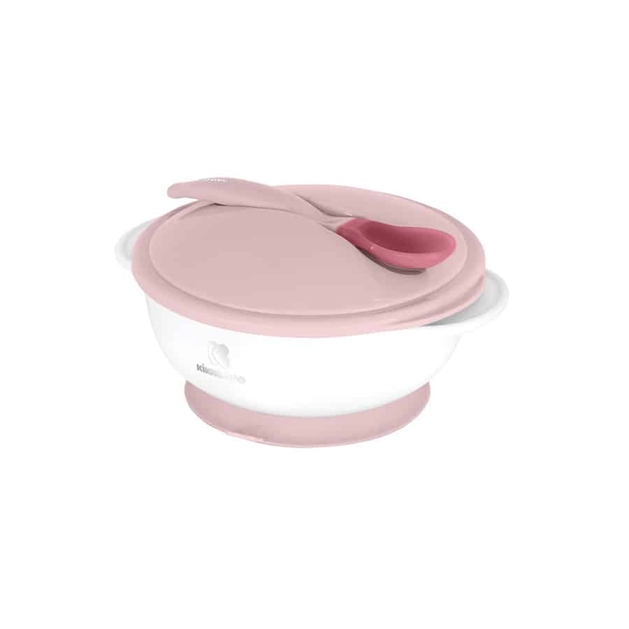 KikkaBoo Bol d’aspiration avec cuillère thermosensible rose
