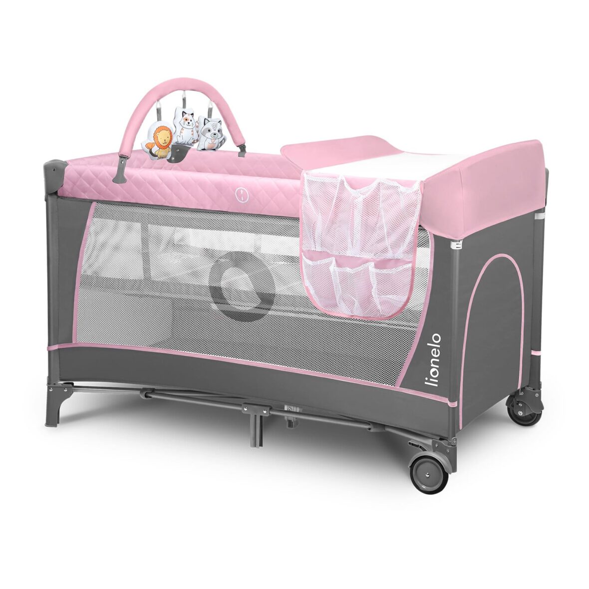 Lionelo Lit de voyage 2 en 1 Flower Flamingo