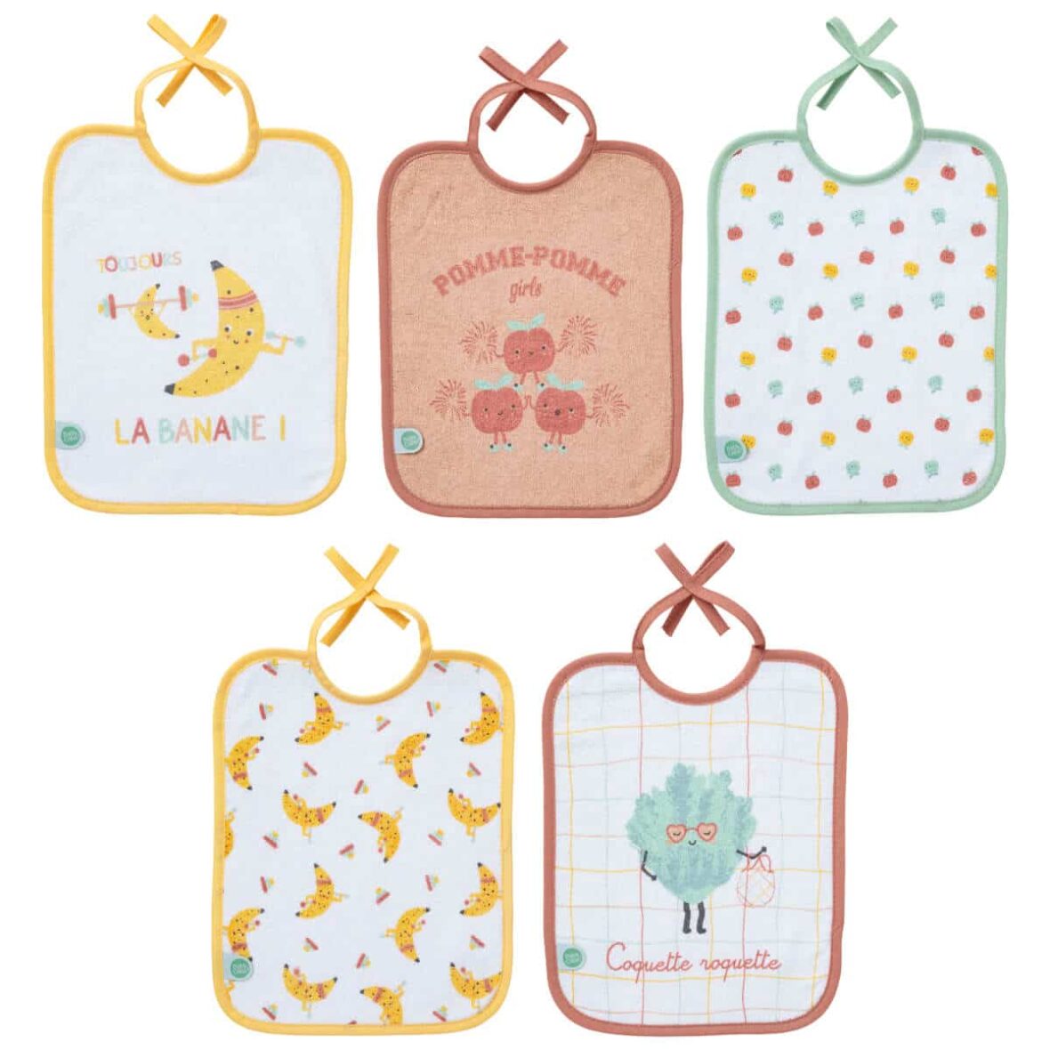 Babycalin Lot de 5 bavoirs naissance Smoothie
