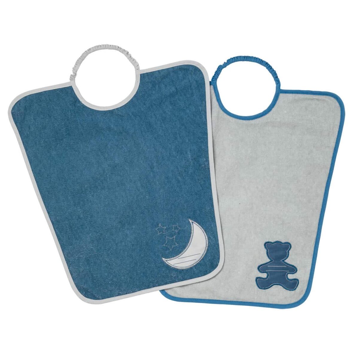 Babycalin Lot de 2 bavoirs XL- Ours + Lune