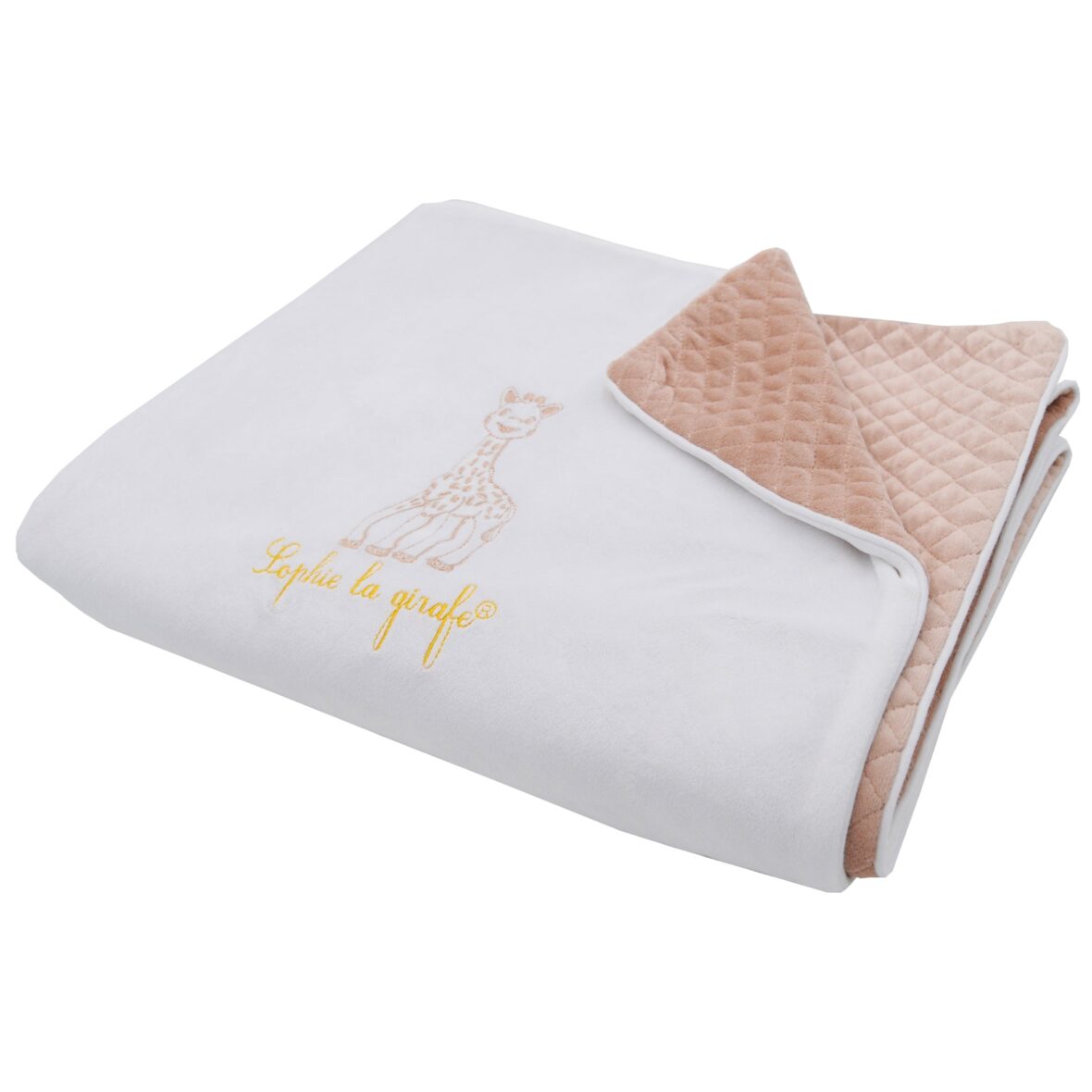 Bebemaman-Sophie la Girafe Plaid matelassé réversible brodé 80×120 cm