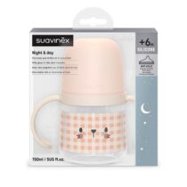 Retrouvez SUAVINEX Biberon à anses 150mL Night&Day Rose poudré aux meilleurs prix sur Bebemaman.ma . Livraison à domicile partout au Maroc.