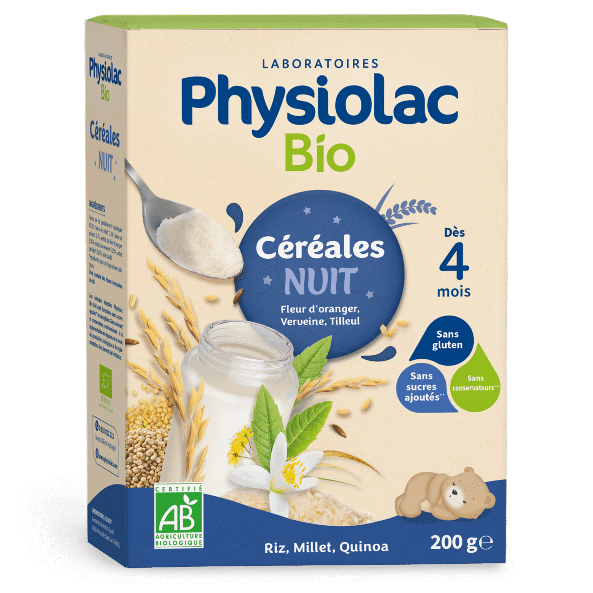 Physiolac Bio Céréales Nuit 4 mois+