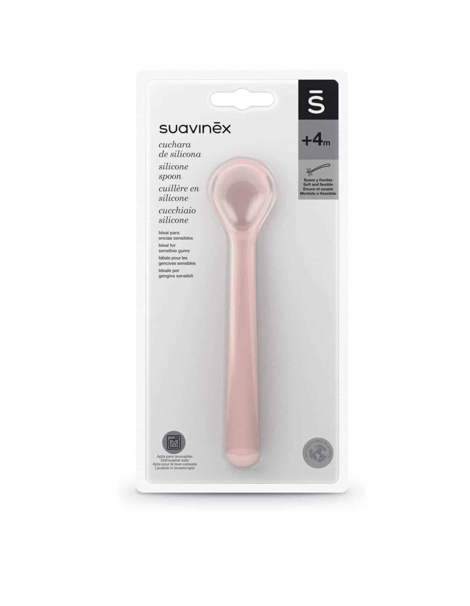 Suavinex Cuillère ergonomique silicone 4m+ Rose