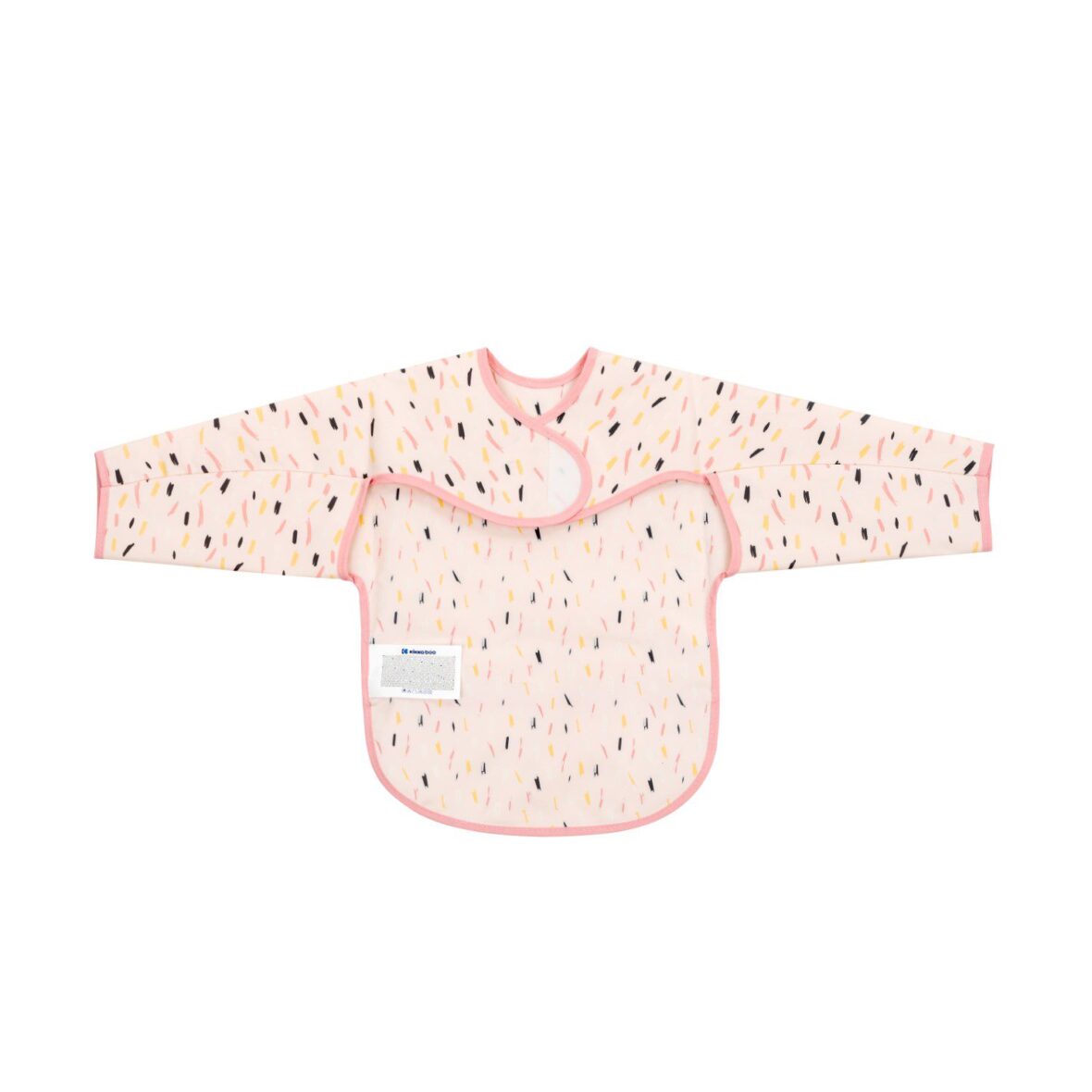 Bebemaman-Kikkaboo Bavoir Manches longues Arty Pink Pattern 1