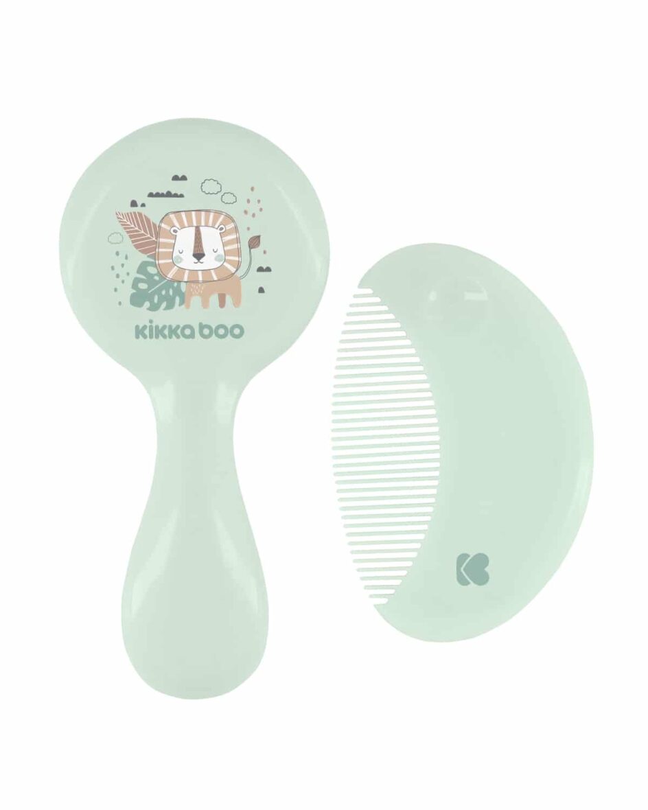 Bebemaman Kikkaboo Peigne et Brosse à poils naturels Mint 1