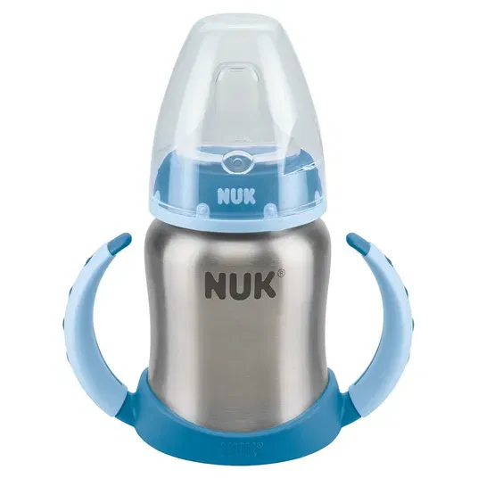 Nuk Tasse d’apprentissage en acier inoxydable à bec souple Bleu 6mois+