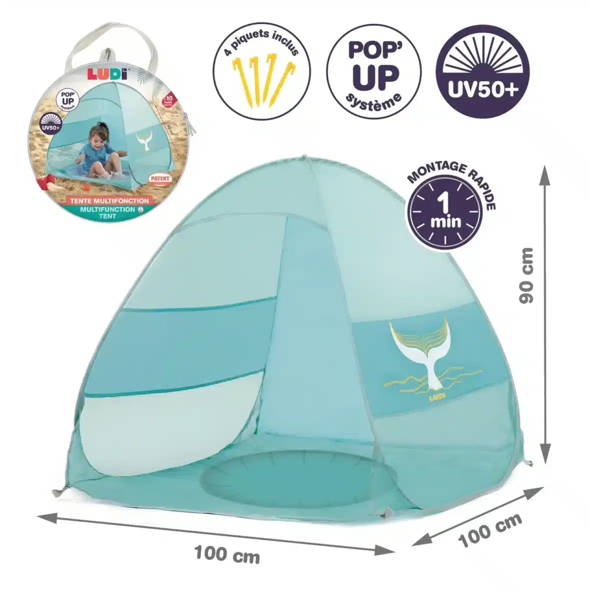 Ludi Piscine Pop-up et Tente anti-UV 10mois+- 2 – bebemaman