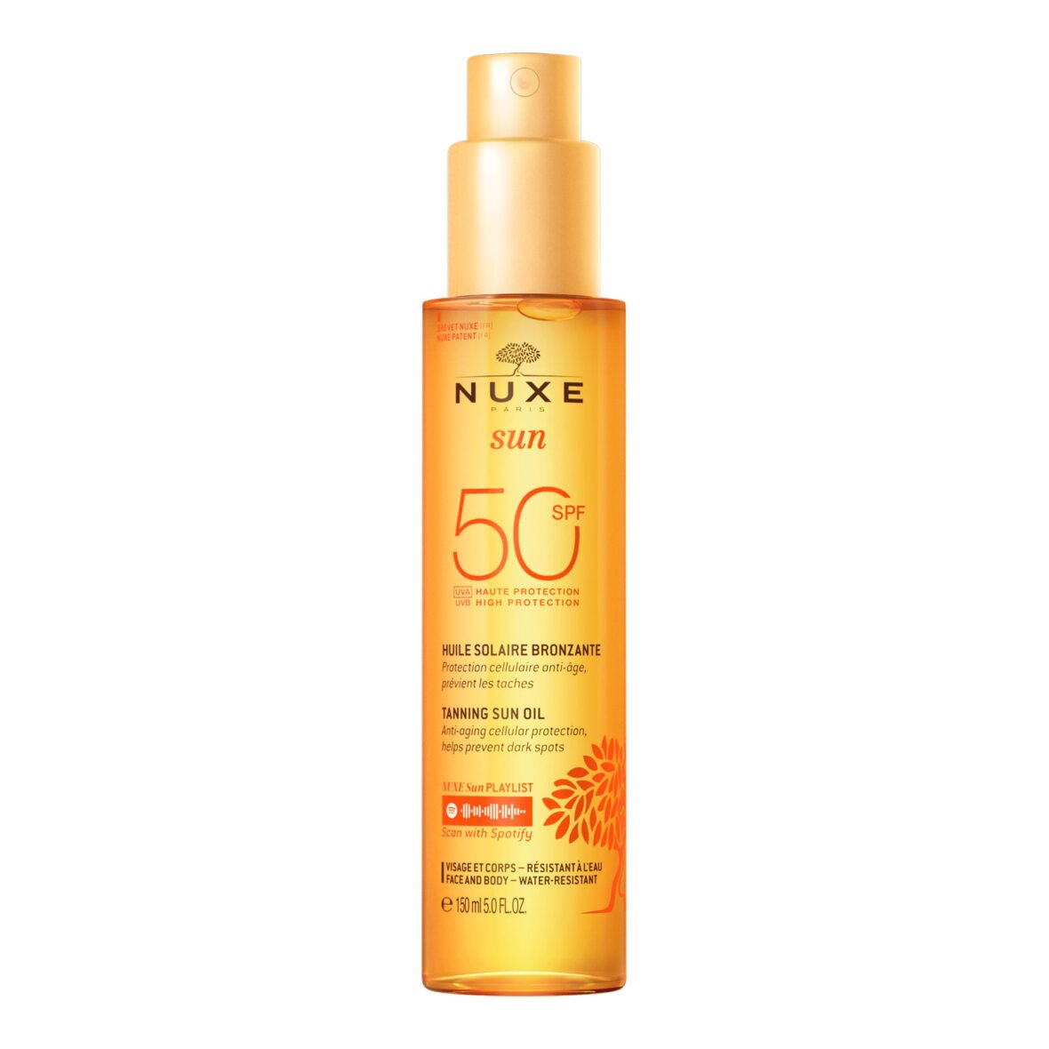 Nuxe Sun Huile Solaire Bronzante Haute Protection SPF50 visage et corps – 150ml