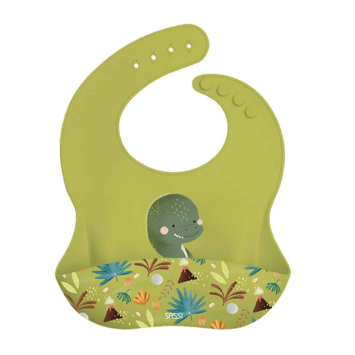 Sassi Bavoir En Silicone Cracky Le Dinosaure